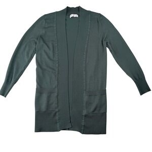Active USA Cardigan Hunter Green Open Front Ribbed Pocket Goblincore Sz  Small